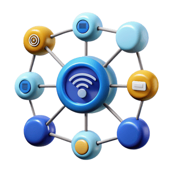 enchanting dramatic art deco Internet of Things network diagram NO BACKGROUND with Transparent Background. original png