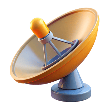 harmonious splendid Space technology satellite dish NO BACKGROUND with Transparent Background. 8K png