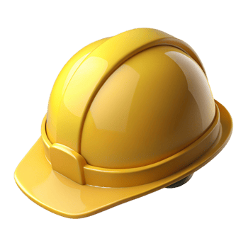 hypnotic mysterious avant-garde Safety helmet hard hat yellow, NO BACKGROUND with Transparent Background. sharp png