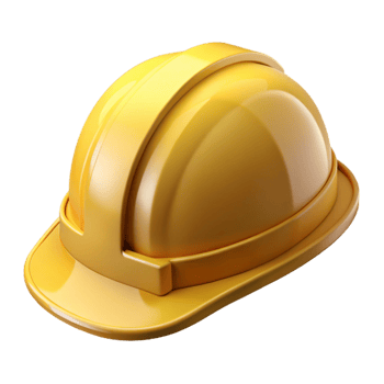 joyful picturesque Safety helmet hard hat yellow, NO BACKGROUND with Transparent Background. precision png