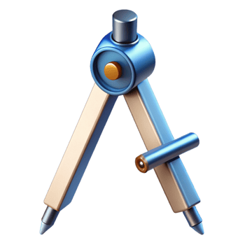 memorable urban Drafting compass, metal, NO BACKGROUND with Transparent Background. 8K png
