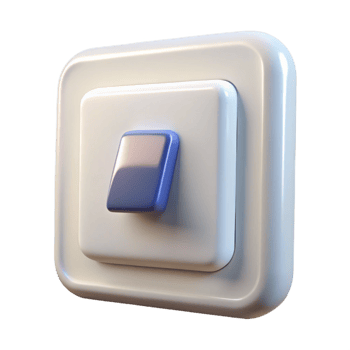 dreamy picturesque Light switch, white, NO BACKGROUND with Transparent Background. studio quality png