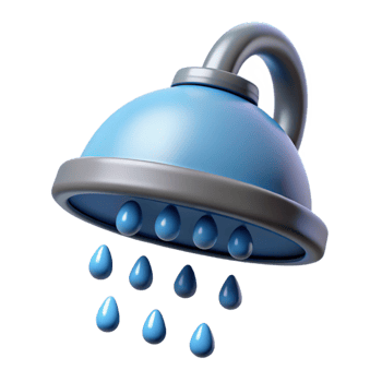 stunning energetic baroque Shower head, rainfall style, NO BACKGROUND with Transparent Background. 4K png