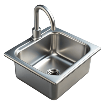 impressive romantic impressionist Kitchen sink, stainless steel, NO BACKGROUND with Transparent Background. luxury png