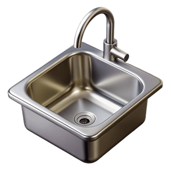 magnificent harmonious tropical Kitchen sink, stainless steel, NO BACKGROUND with Transparent Background. sharp png
