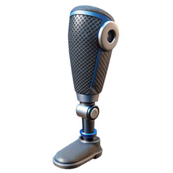 ethereal picturesque High-tech prosthetic leg with carbon fiber components NO BACKGROUND with Transparent Background. handcrafted png