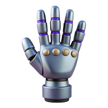 unparalleled geometric Cybernetic hand with articulated fingers NO BACKGROUND with Transparent Background. refined png