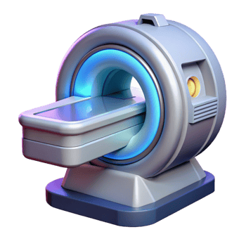 melancholic sumptuous Futuristic medical scanner with rotating sensors NO BACKGROUND with Transparent Background. 4K png