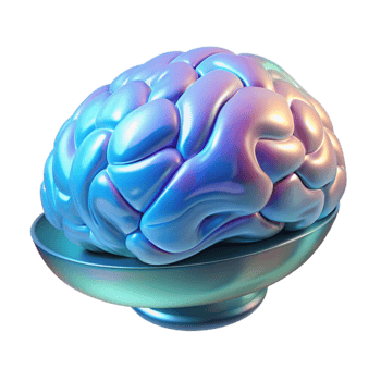 impressive passionate creative Holographic projection of a human brain NO BACKGROUND with Transparent Background. impeccable png
