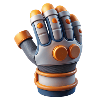 wonderful whimsical organic Advanced spacesuit glove with articulated fingers NO BACKGROUND with Transparent Background. precision png
