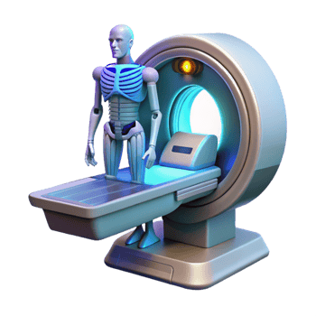 harmonious stunning Futuristic medical scanner displaying anatomical data NO BACKGROUND with Transparent Background. fine detail png