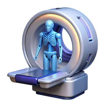 fascinating bold contemporary Futuristic medical scanner displaying anatomical data NO BACKGROUND with Transparent Background. sharp png
