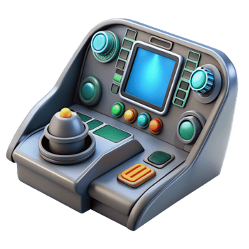 melancholic spectacular Highly detailed spaceship cockpit control panel NO BACKGROUND with Transparent Background. perfect clarity png