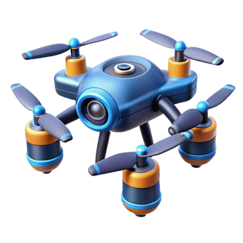 spectacular distinctive Robotic drone with multiple cameras and sensors NO BACKGROUND with Transparent Background. png