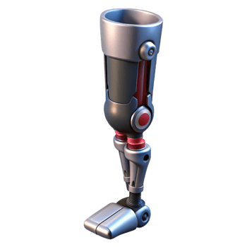 glorious celebrated Cyberpunk prosthetic leg with hydraulic pistons NO BACKGROUND with Transparent Background. png