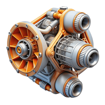 harmonious picturesque Highly detailed spaceship engine with exposed mechanics NO BACKGROUND with Transparent Background. luxury png