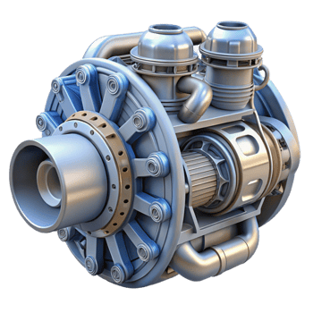 enchanting vintage Highly detailed spaceship engine with exposed mechanics NO BACKGROUND with Transparent Background. perfect clarity png
