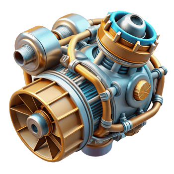 stunning artistic Highly detailed spaceship engine with exposed mechanics NO BACKGROUND with Transparent Background. masterfully captured png