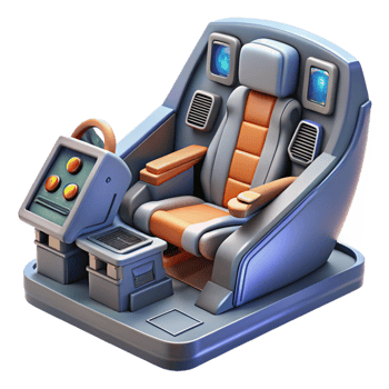 exceptional impressionist Highly detailed spaceship cockpit with pilot seat NO BACKGROUND with Transparent Background. masterfully captured png