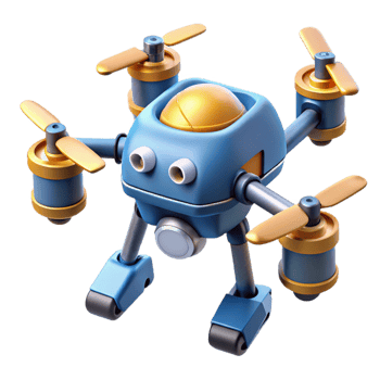 majestic bohemian Robotic repair drone with manipulator arms NO BACKGROUND with Transparent Background. ultra HD png