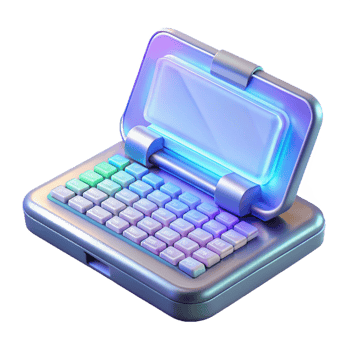 gorgeous retro High-tech communication device with holographic keyboard NO BACKGROUND with Transparent Background. detailed png
