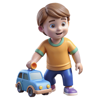 rare geometric Toddler boy playing with a toy car. NO BACKGROUND with Transparent Background. high resolution png