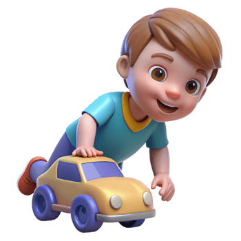 mesmerizing baroque Toddler boy playing with a toy car. NO BACKGROUND with Transparent Background. detailed png