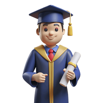 immaculate tranquil impressionist Graduate in a cap and gown holding a diploma. NO BACKGROUND with Transparent Background. fine detail png
