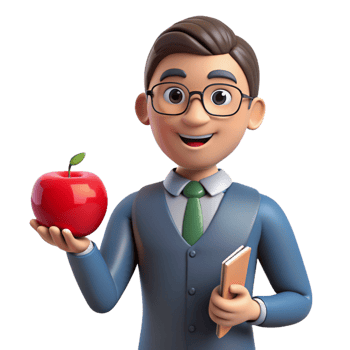 glorious tranquil traditional Teacher holding an apple. NO BACKGROUND with Transparent Background. elite png