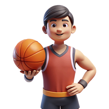 harmonious hypnotic Athlete holding a basketball. NO BACKGROUND with Transparent Background. perfect clarity png