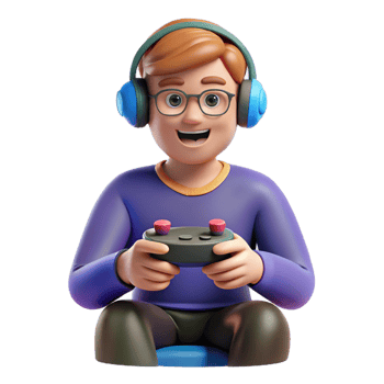vibrant romantic nordic Gamer playing a game. NO BACKGROUND with Transparent Background. premium png