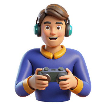 majestic peaceful organic Gamer playing a game. NO BACKGROUND with Transparent Background. genuine png