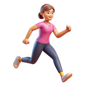 energetic striking Woman running in place. NO BACKGROUND with Transparent Background. premium png