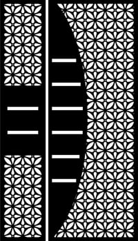 Decorative Black Metal Gate with Floral and Geometric Patterns vector