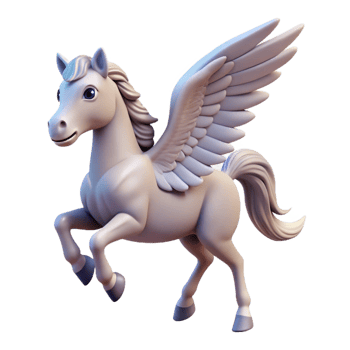 memorable renaissance Pegasus, winged horse. NO BACKGROUND with Transparent Background. genuine png