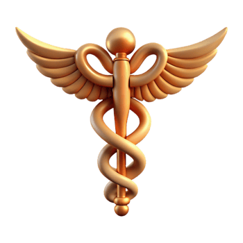 wonderful avant-garde Caduceus, staff of Hermes. NO BACKGROUND with Transparent Background. studio quality png