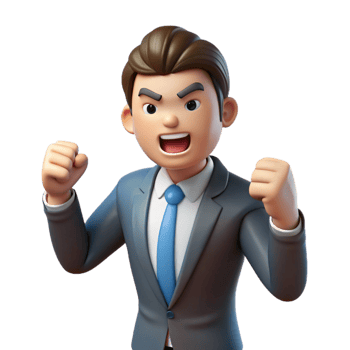vibrant art deco Angry businessman shaking fist, NO BACKGROUND with Transparent Background. exclusive png