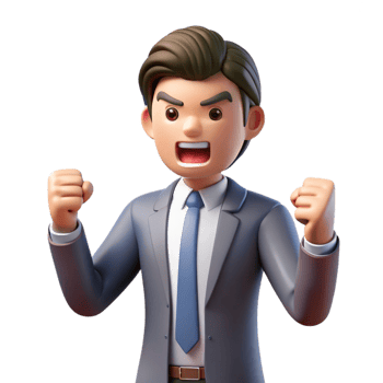 immaculate distinguished Angry businessman shaking fist, NO BACKGROUND with Transparent Background. png