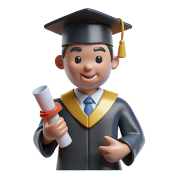 vibrant peaceful renaissance Graduate in cap and gown holding diploma, NO BACKGROUND with Transparent Background. artisan png