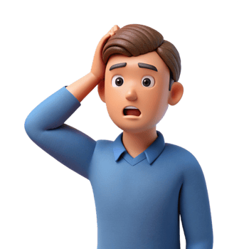 acclaimed avant-garde Confused man scratching head, NO BACKGROUND with Transparent Background. original png