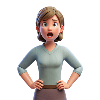 majestic memorable Frustrated woman with hands on hips, NO BACKGROUND with Transparent Background. png