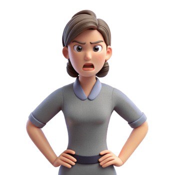 whimsical elegant Frustrated woman with hands on hips, NO BACKGROUND with Transparent Background. professional png