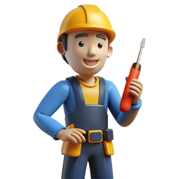 memorable traditional Electrician with screwdriver, NO BACKGROUND with Transparent Background. 4K png