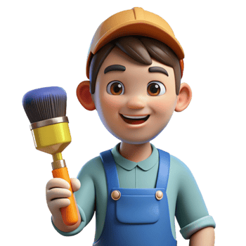 striking organic Painter with paintbrush, NO BACKGROUND with Transparent Background. detailed png