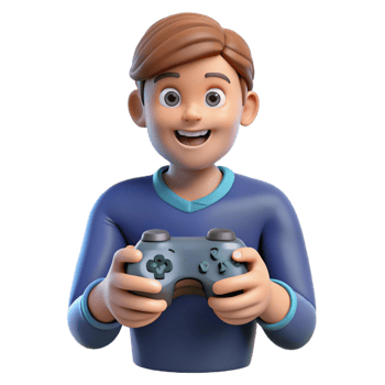wonderful nostalgic mid-century Teenage boy playing game controller, NO BACKGROUND with Transparent Background. studio quality png
