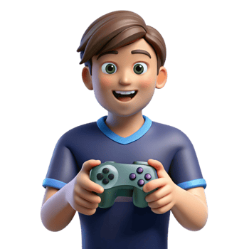 tranquil enchanting Teenage boy playing game controller, NO BACKGROUND with Transparent Background. refined png