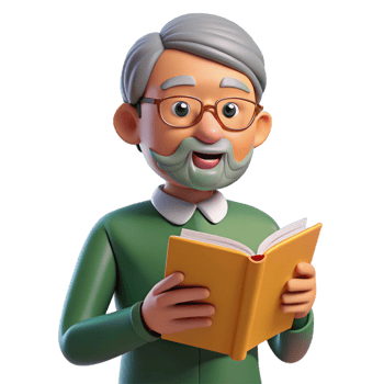gorgeous rare Elderly man reading book, NO BACKGROUND with Transparent Background. png