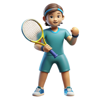 spectacular baroque Athlete holding tennis racket, NO BACKGROUND with Transparent Background. detailed png