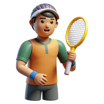enchanting dynamic minimalist Athlete holding tennis racket, NO BACKGROUND with Transparent Background. refined png