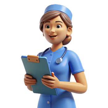 notable tropical Nurse holding clipboard, NO BACKGROUND with Transparent Background. studio quality png